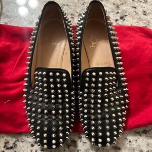 Christian Louboutin Black Studded Spike Loafers